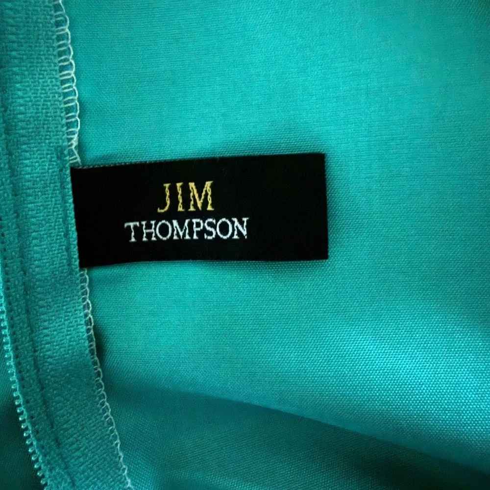 Vtg Pair Jim Thompson 100% Thai Silk Elephant Pillow Covers Turquoise 17